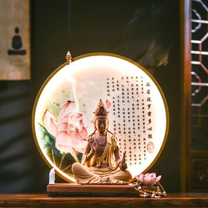 观音菩萨家用客厅供奉紫砂装饰品水月观音观自在佛像禅意中式摆件
