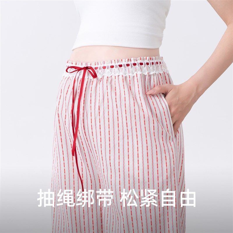 孕妇裤子夏薄款2025新款不勒肚子纯棉休闲裤小个子阔腿裤夏季外穿