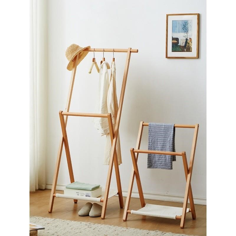 儿童挂衣架落地创意卧室双层室内实D木房间简易双杆多功能矮衣帽
