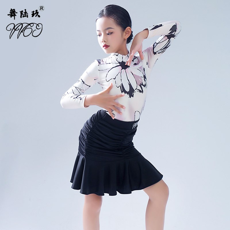 专业儿童拉丁舞练功服女童高档舞蹈训练服少儿拉丁舞服装秋冬长袖