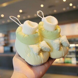 婴儿鞋袜子秋冬季男女宝宝学步鞋加绒6到12L个月0-1岁软底8新生儿