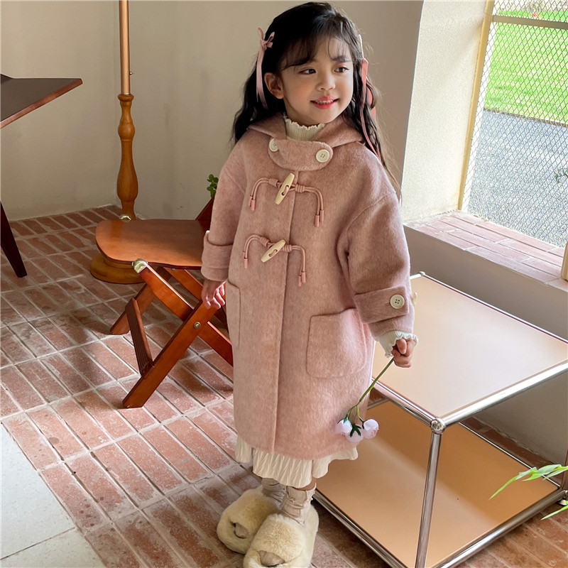 韩版2023新款童装双面羊绒大衣女童冬装衣服中长版女宝宝时尚外套