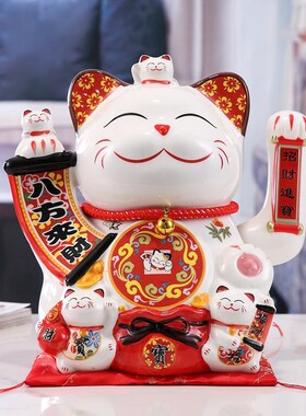 招财猫摆件开业手摇礼品家居店铺收银电动发财台陶瓷自动乔迁客厅