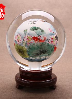 虎年吉祥物摆件中国风礼品桌面创意办公桌男内画水晶球送领导定制