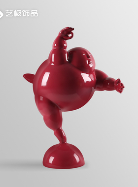 创意抽象玻璃钢招财小胖子人物雕塑酒店售楼处样板间桌面装饰摆件