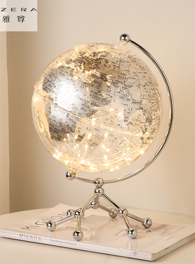 创意地球仪摆件透明轻奢高档家居客厅电视柜书房办公室桌面装饰品