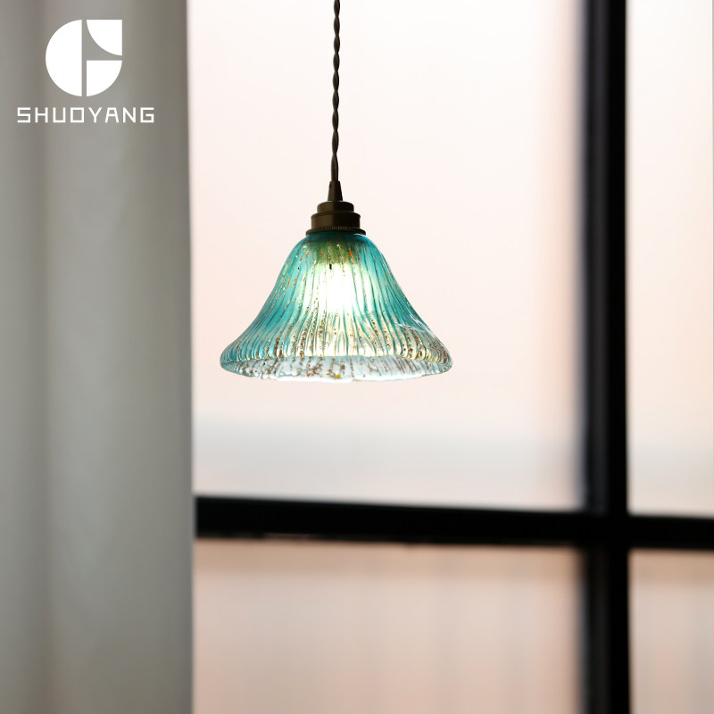 蓝色玻璃吊灯小清新卧室床头日式民宿吧台岛台餐厅休息阳台小灯具