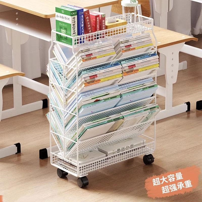 家用客厅多层书柜落地书包置物架书架一体靠墙可移动儿童绘新品