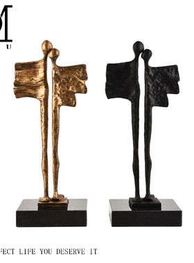 现代金属轻奢创意人像雕塑摆件抽象艺术品现代客厅酒柜玄关小摆设