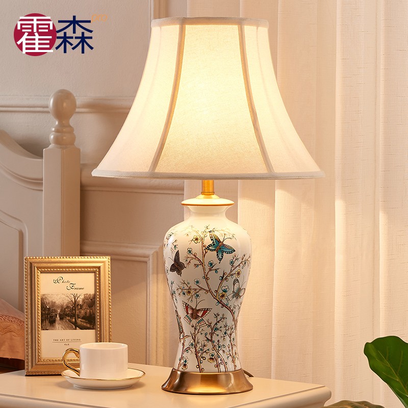 美式陶瓷台灯卧室床头灯家用温馨房间台灯欧式床头柜装饰婚房灯具