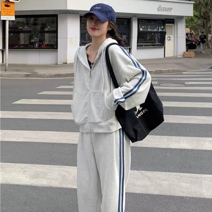 宽松显瘦休闲运动套装女春秋季学生韩版时尚网红两件套洋气跑步服