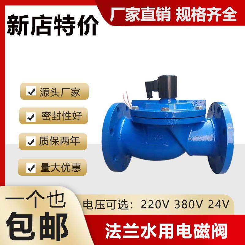 DF铸铁法兰水用电磁阀24V220V常闭喷淋灌溉电磁开关控制阀DN80100