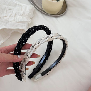 时尚复古波点水晶缠绕发箍女2026新款高级感密齿碎发头箍发卡发饰