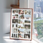 2U8K婚纱照挂墙相框洗照片48宫格画框情侣多张照片组合实木相片框