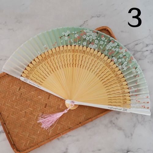 2023中式短梢小花日式扇子古典中国风女扇绢布古风折扇礼品扇