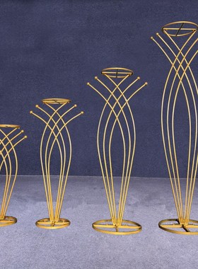 新款婚庆道具铁艺鱼美人花架路引美人鱼桌花花器婚礼t台路引摆件