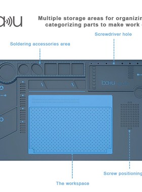 巴酷BA-695电脑手机维修台垫耐热垫TPR+硅胶2合1办公桌工作垫出口