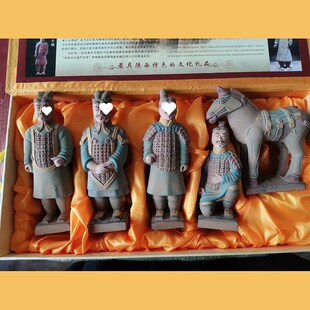 秦俑兵马俑陶俑五件套黑色泥俑西安旅游工艺纪念品特色送