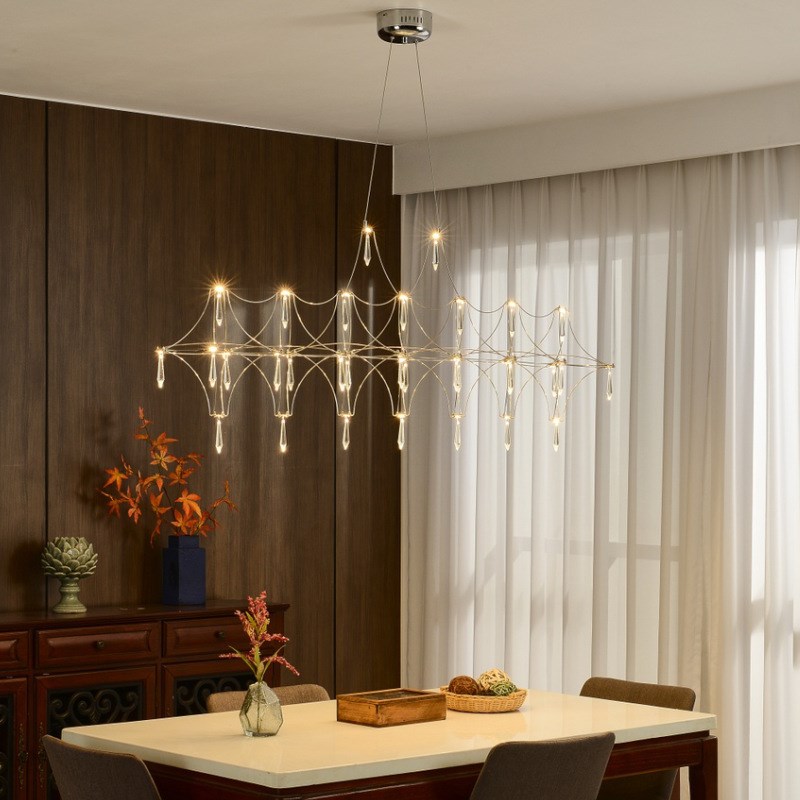 餐厅长条吊灯 轻奢极简餐桌吧台前台设计师艺术水晶简约灯具