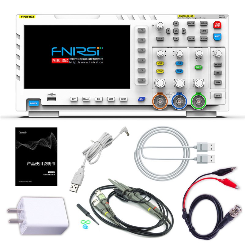FNIRSI 1014D便携式数字示波器二合一100MHz双通道输入信号发生器