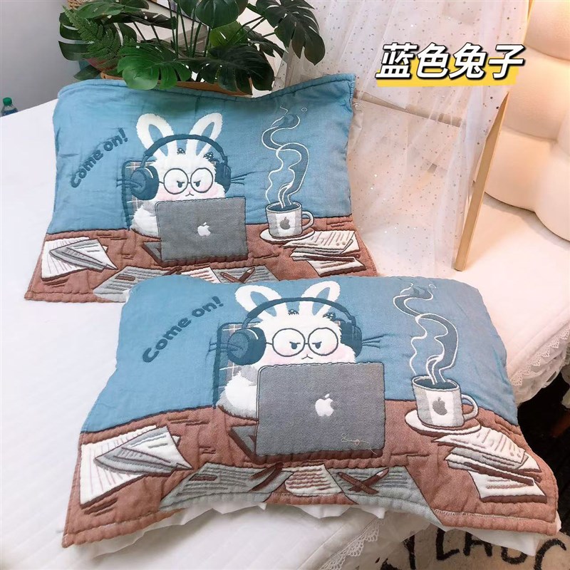 棉纱枕巾羽丝棉枕巾枕头毛巾枕垫单人家用欧式情侣一对装