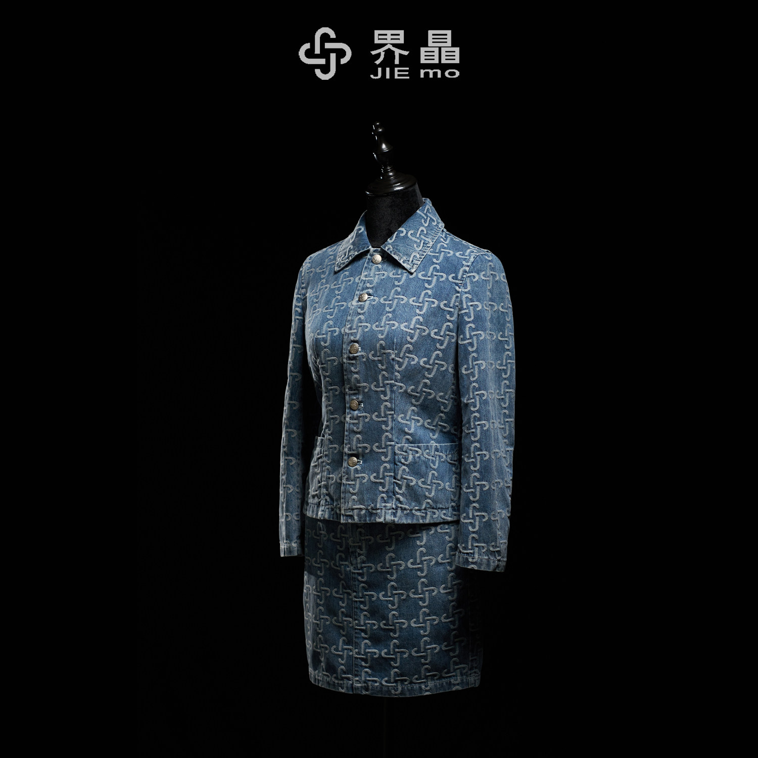 原创纯棉牛仔半裙两件套N3105