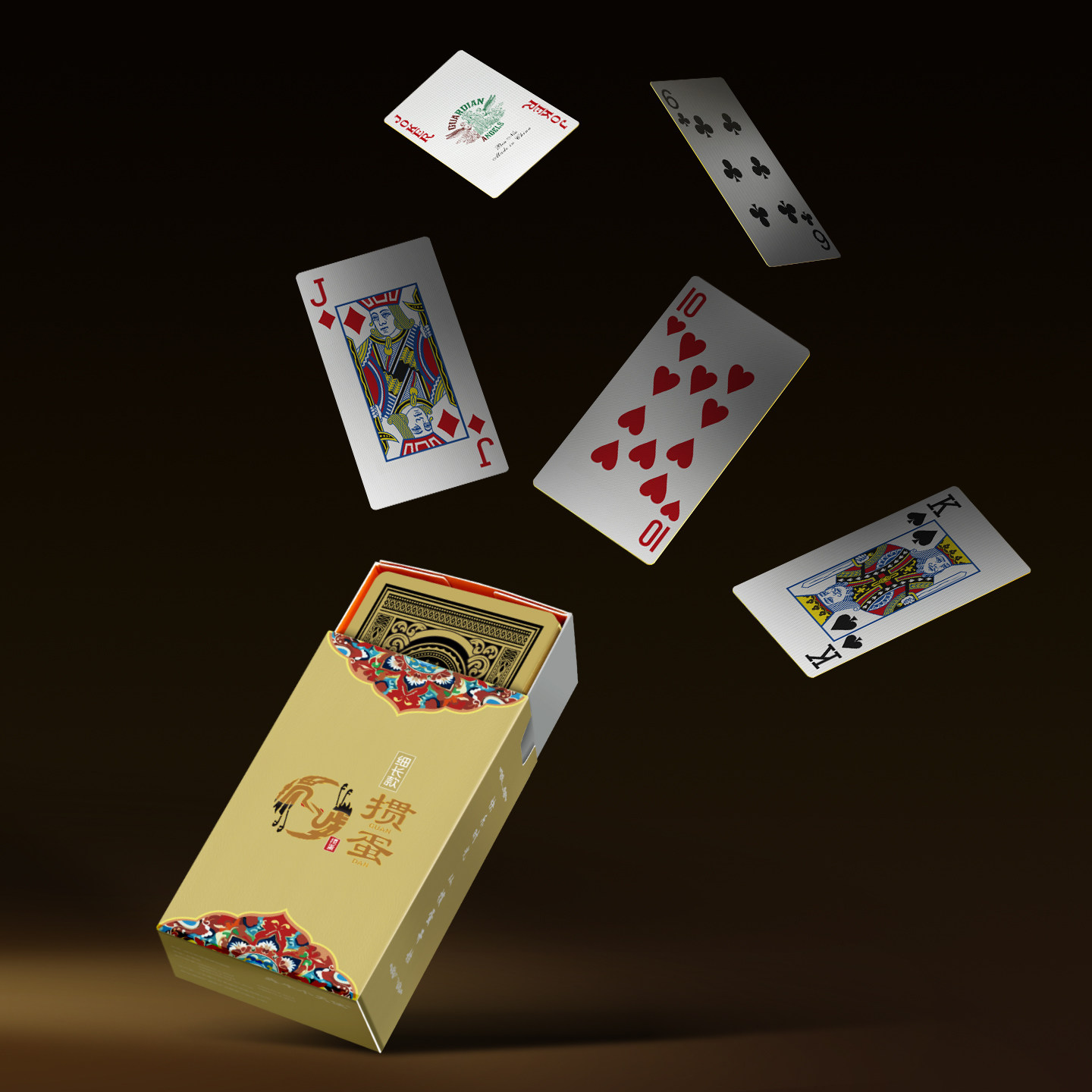 犇牛细长掼蛋高档金银双烫边PVC扑克牌收纳抽拉盒专为女士易抓取