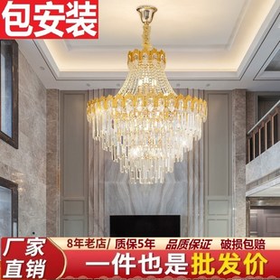 别墅复式楼大吊灯现代简约挑高楼中楼客厅水晶吊灯酒店中空挑空灯