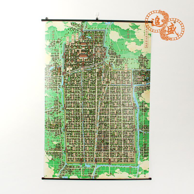 隋唐扬州手绘地图p 江都 挂画 80X120cm