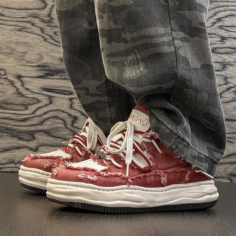 小众设计感溶解底增m高鞋7cm男女红色厚底帆布板鞋情侣鞋子男鞋潮,流行男鞋,休闲板鞋,淘宝优惠券,粉丝福利购,淘宝优惠卷