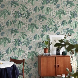 美式枇杷树叶e墙布客厅卧室影视背景墙壁画客厅全屋定制无纺布壁