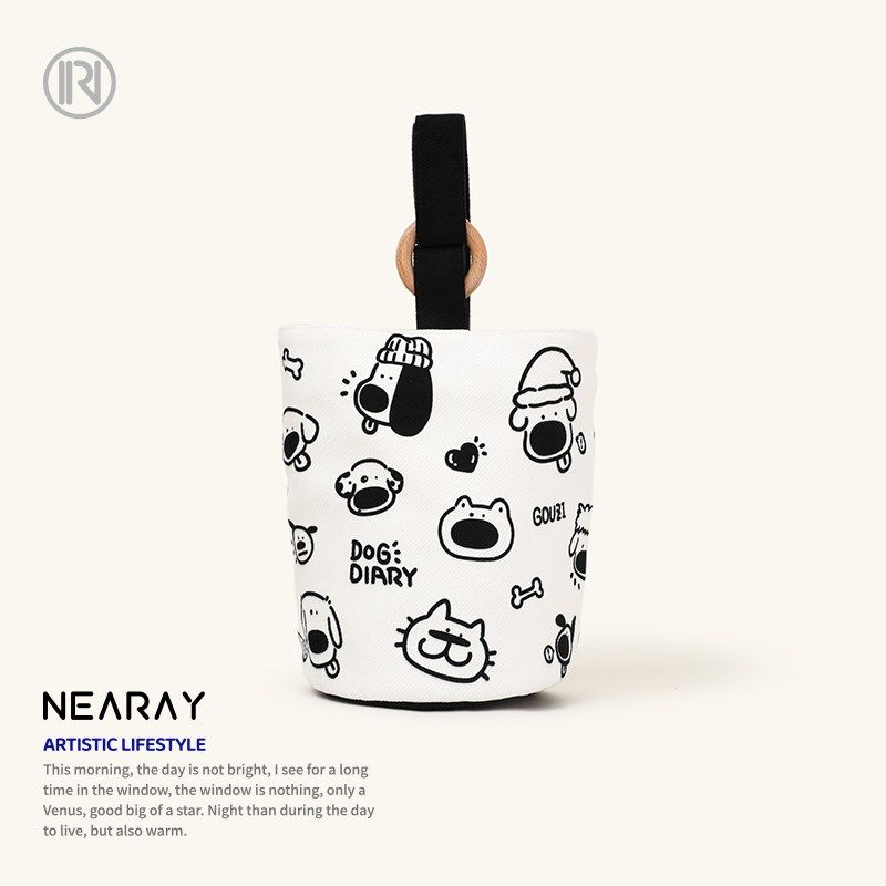 尼睿x吃盐的鱼 黑白简约水桶x包可爱狗子手提包儿童帆布包礼品布,箱包皮具/热销女包/男包,通用款女包,淘宝优惠券,粉丝福利购,淘宝优惠卷