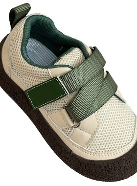 2024a秋新款双网面板鞋男童休闲女宝宝粘扣透气小白幼儿园运动鞋