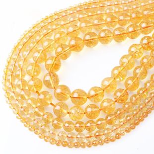 天然棉絮黄水晶散珠子半成品diy串珠手链材料手工编织饰品配件批