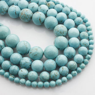 原矿天然绿松石散珠圆珠子手串桶珠单颗隔珠手链配珠星月菩提配饰