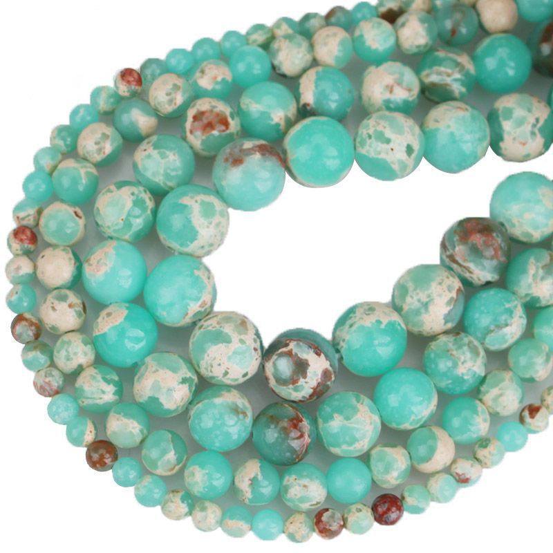 绿色寿山石圆珠蛇皮石散珠子diy半成品帝皇松石手工编织手链配件