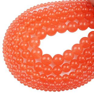 天然橙红色玉髓散珠子diy串珠手链材料手工编织水晶饰品配件
