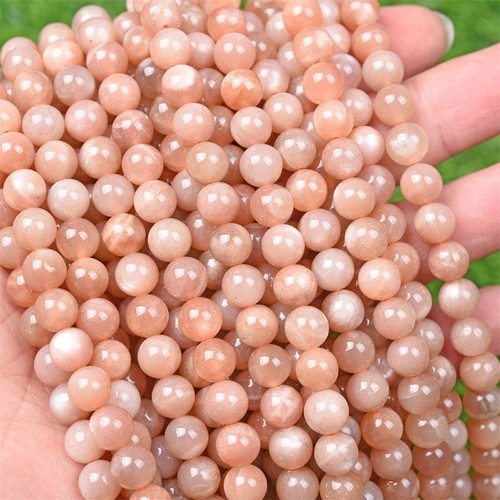 天然7A橙月光石散珠太阳石圆珠DIY手工编织水晶材料手链饰品配件