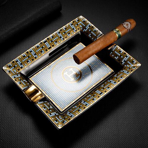 甄选CIGARLOONG茄龙雪茄陶瓷烟灰缸大号烟槽时尚耐用客厅家用灭烟