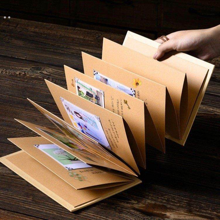 风琴折叠diy小相册本空白本子牛皮纸成长纪念册生日礼物自制绘本