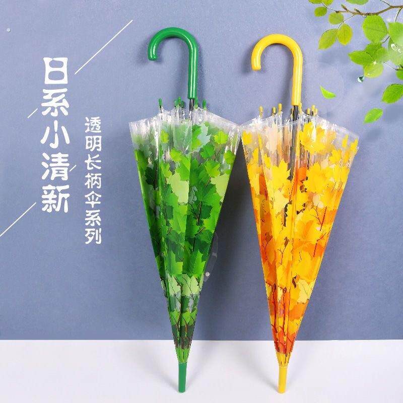 个性创意树叶透明伞小清新阿波罗伞长柄伞拱形枫叶雨伞蘑菇公主伞