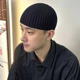 光板地主帽男女士秋冬季雅痞大头围保暖帽子毛线帽冷帽针织瓜皮帽