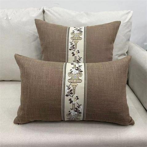 沙发抱帎套新中式风亚麻靠垫纯色沙发靠背护腰靠枕长方形腰枕