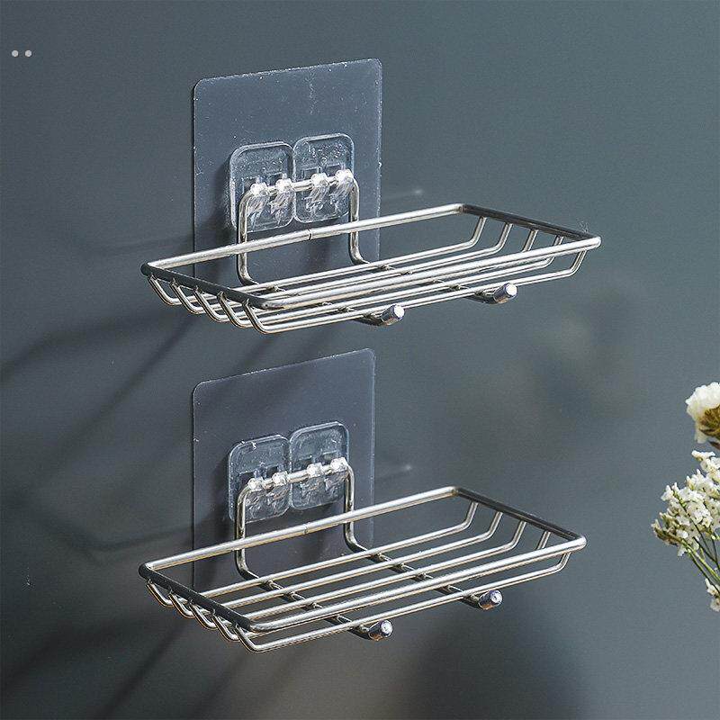 304不锈钢免打孔沥水肥皂盒化妆室双层家用浴室大号壁挂式香皂架