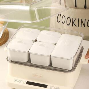 带盖子陶瓷蒸鸡蛋羹蒸盘副食品婴儿宝宝专用碗蒸蛋碗蒸盒小蒸碗长