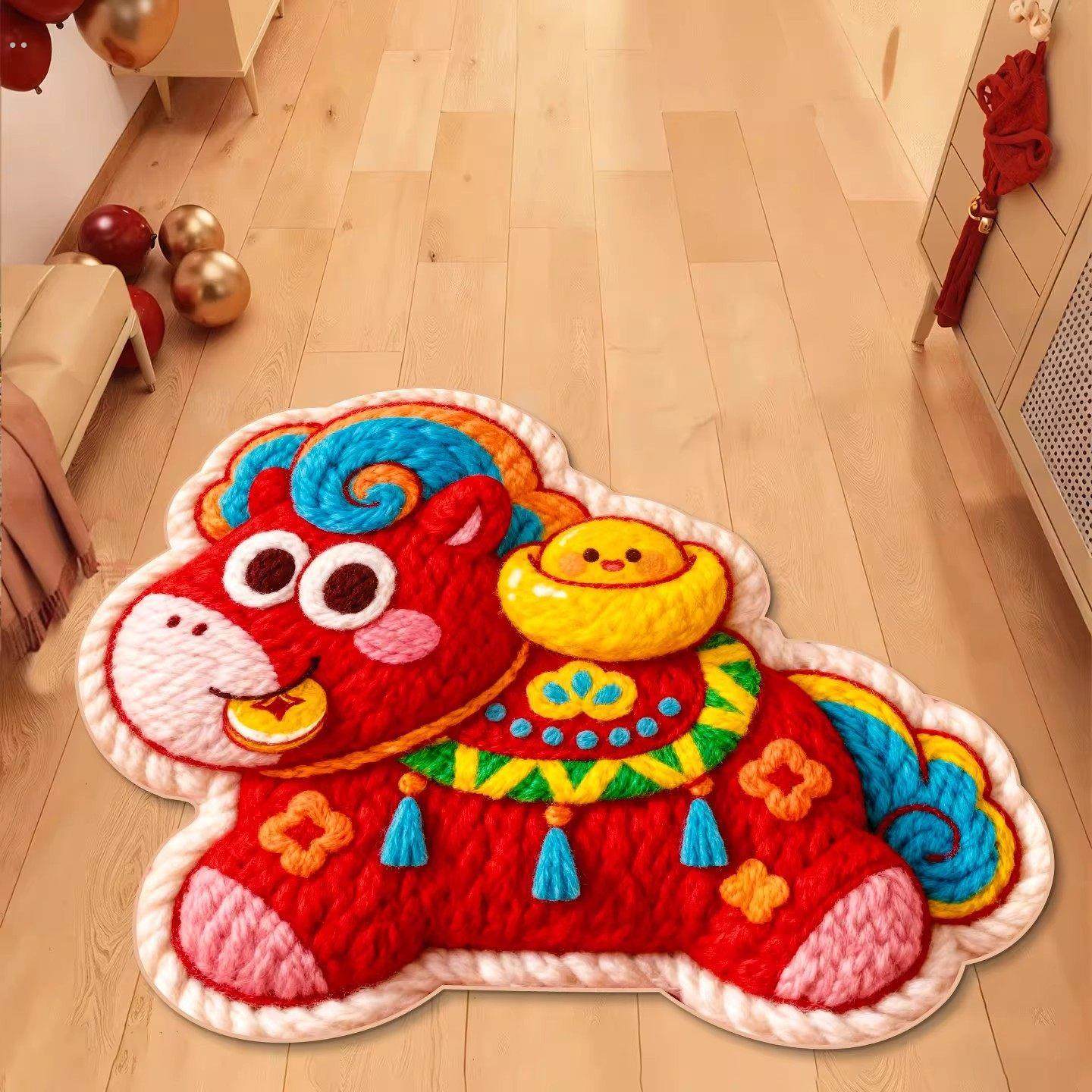 2026新款马年新年装饰过年防滑地垫春节氛围场景布置品入户门脚垫,居家布艺,入户地垫,淘宝优惠券,粉丝福利购,淘宝优惠卷