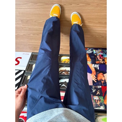 美式藏青斜切冲锋裤子cleanfit