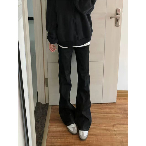 farsta黑色美式弯刀牛仔裤男