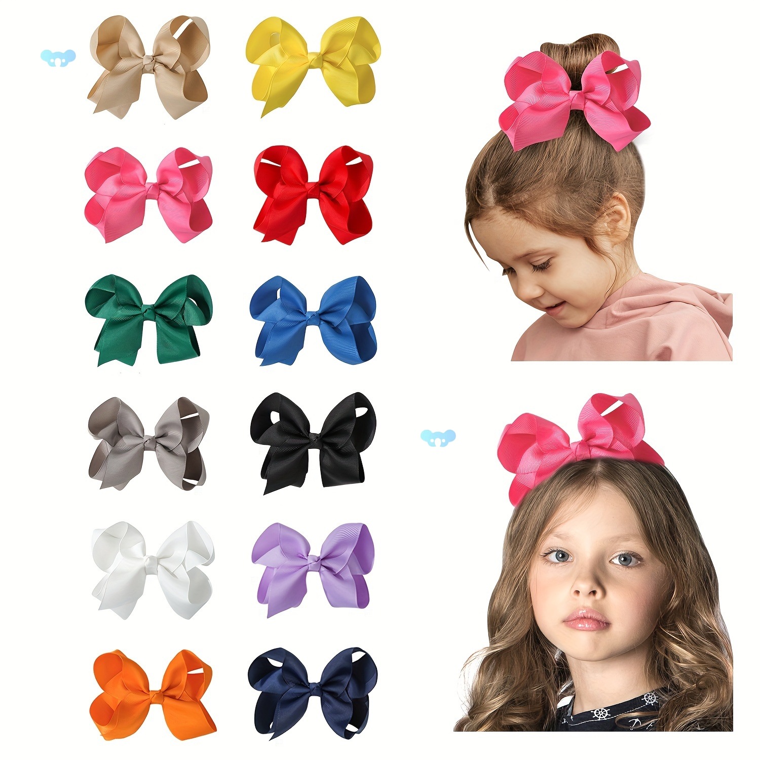 12pcs 6 inch girl hair bows boutique hair clip girls'