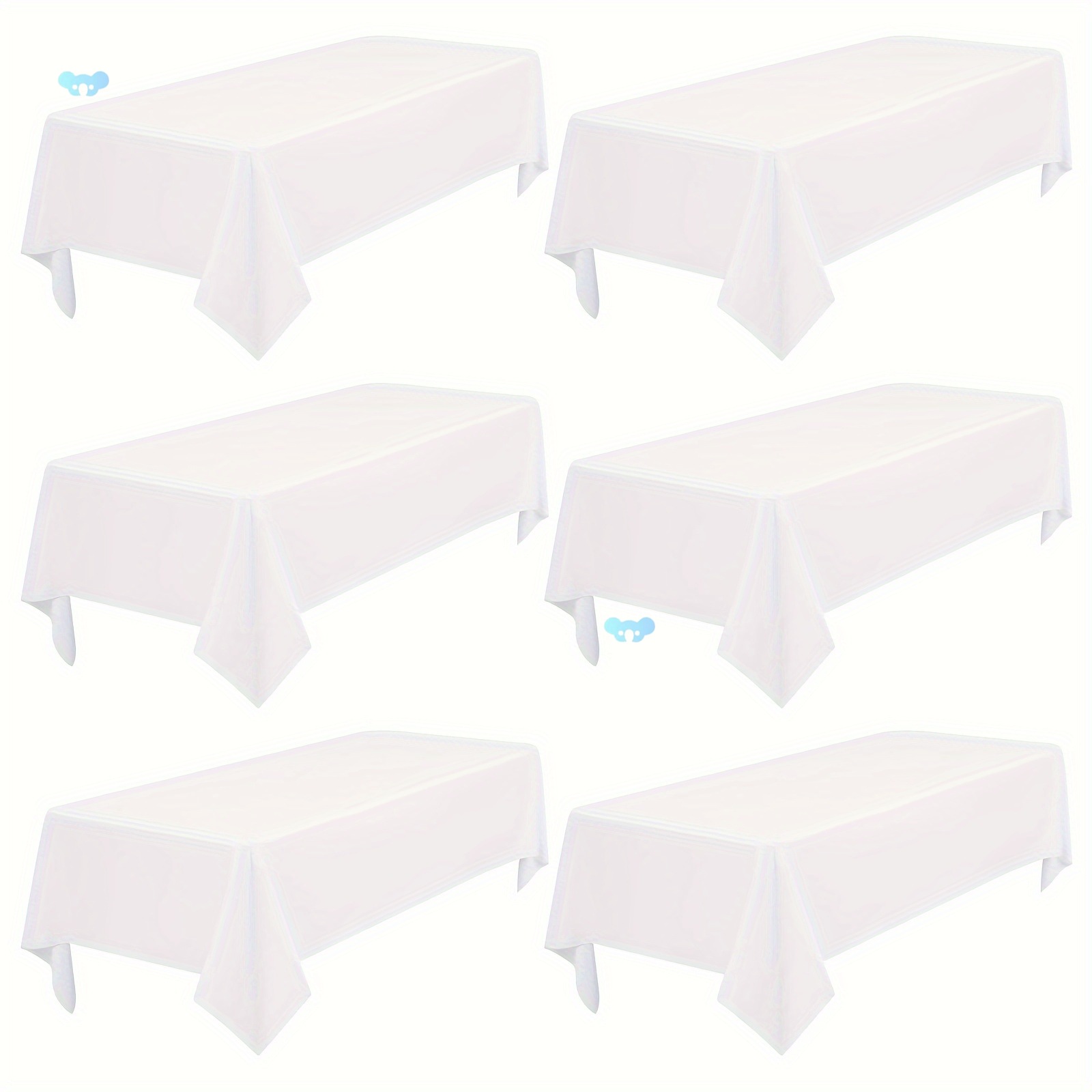 6 Pack Tablecloth For Rectangle Tab, 60 X 102 Inch White